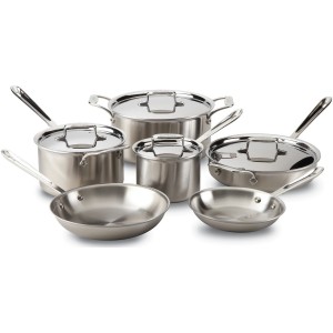 All Clad BD005710 Brushed d5 Stainless Steel Cookware Set